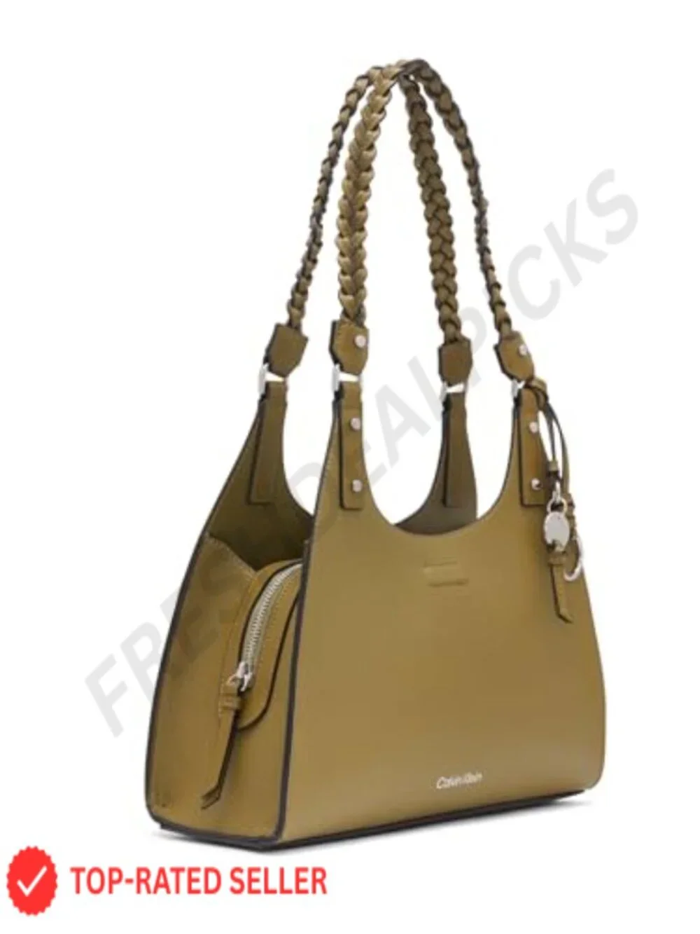 Vegan Leather Triple Compartment Satchel Handbag with Zip Pockets